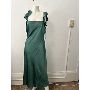 Nwt ASTR Rina Ruffle Spearmint Green Strap Satin Midi Dress Size Medium